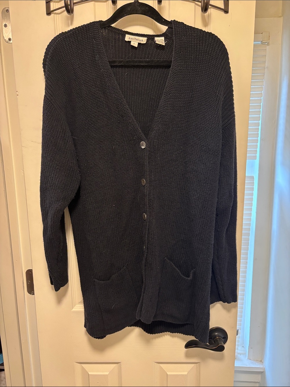 Ann Taylor Black Knit Button-Front Women's Cardigan